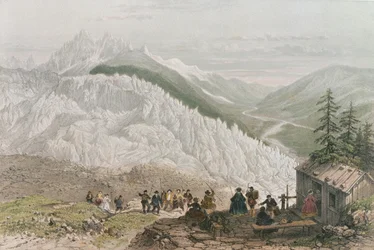 El Glaciar y el Valle de Chamonix, grabado por Adolphe Bayot (1810-66) mediados del siglo XIX